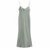 Backless silk satin solid color suspender dress with wrapped buttocks for women